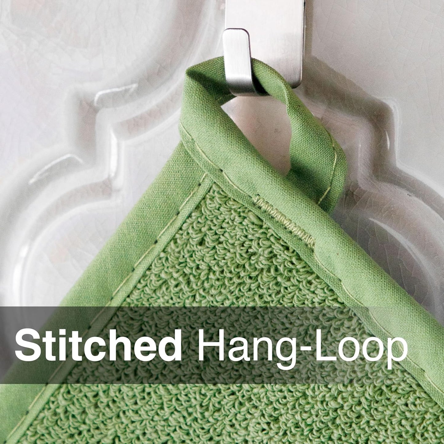 RITZ Terry Potholder & Hot Pad: Heat Resistant, Durable 100% Cotton – Ergonomically Designed for Optimal Grip, Easy-Care Machine Washable, Perfect for Your Kitchen – Cactus Green, 2-Pack