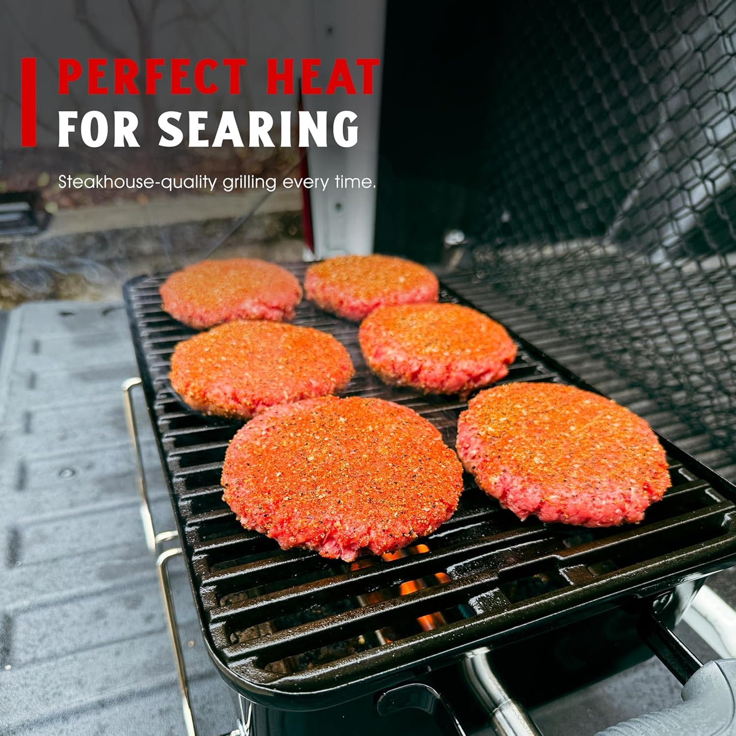 Rectangular Cast Iron Go Grate, Heavy-Duty Grates for Superior Heat Retention & Even Cooking on All Grills, Set of Two (10" x 8")