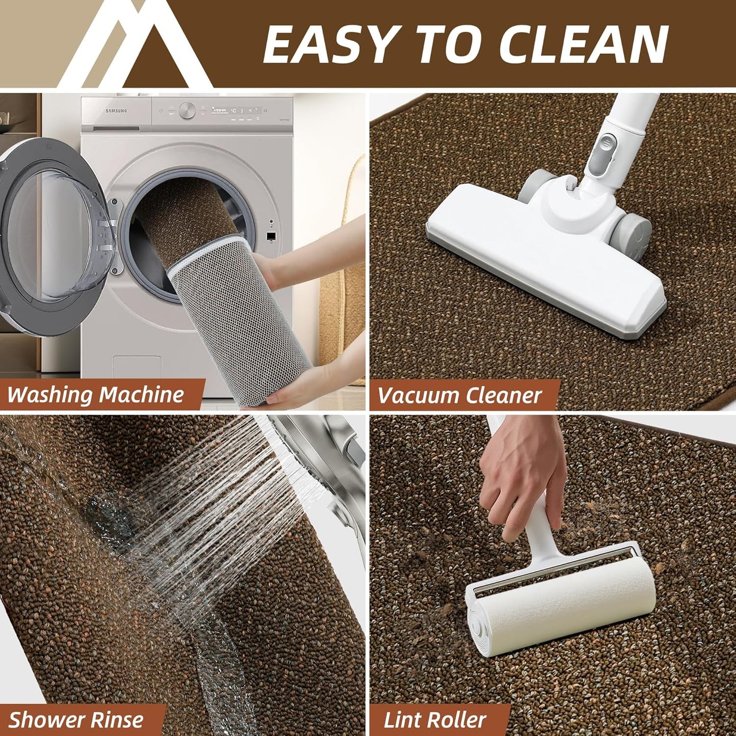 COSY HOMEER Kitchen Rugs 20"x32" Non-Slip Kitchen Mats for Floor Absorbent Stain Resistant Kitchen Floor Mat Machine Washable Rugs for Kitchen,Hallway,Sink,Brown