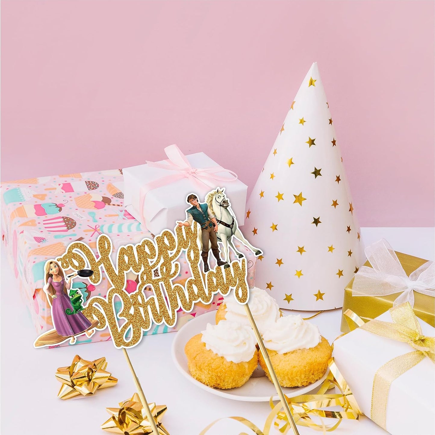 Rapunzl Happy Birthday cake topper - Birthday Decorations.