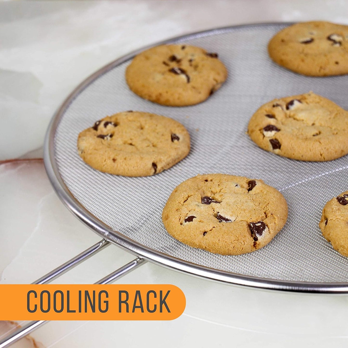 U.S. Kitchen Supply Stainless Steel Splatter Guard 13" Fine Mesh Cover, Grease & Oil, Splatter Screen for Frying Pan, Cooking Pots, with Resting Feet