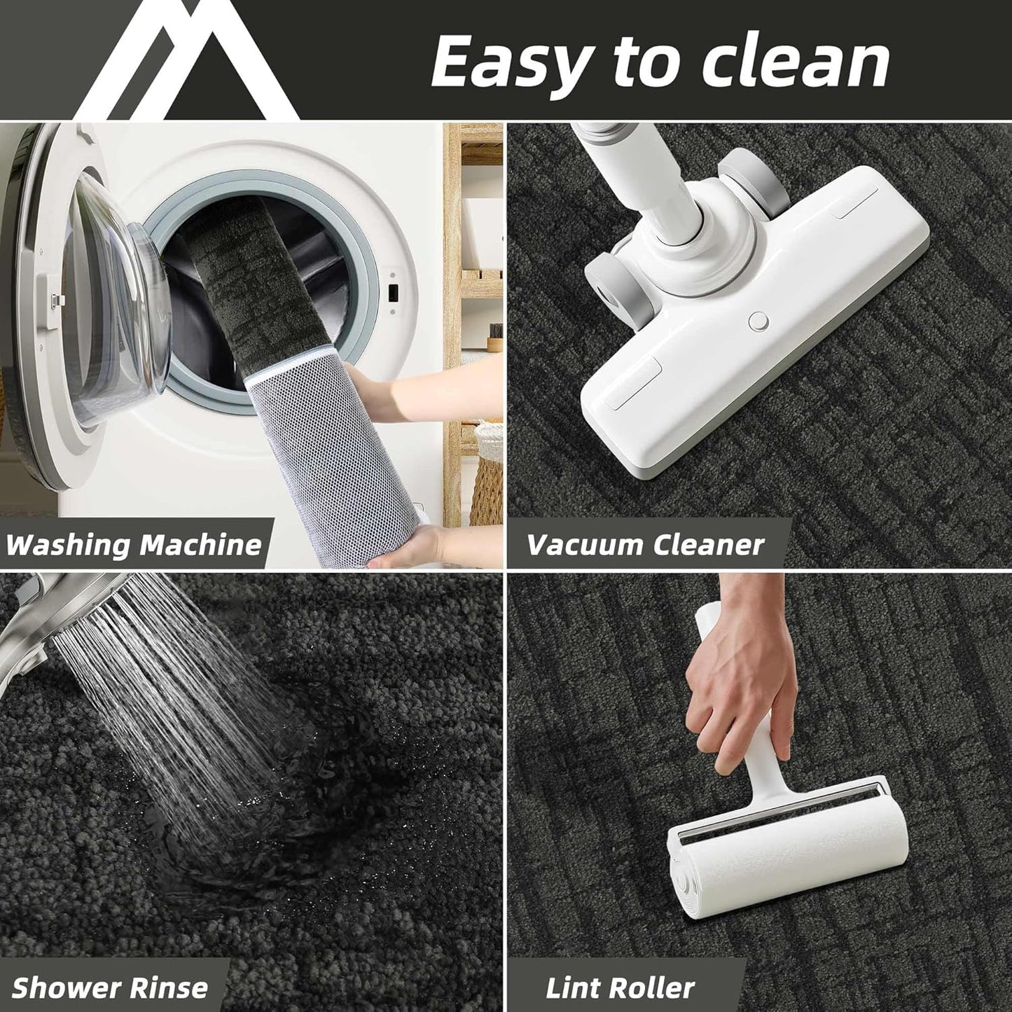 COSY HOMEER Kitchen Rugs 20"x32"+20"x48" Absorbent Soft Kitchen Mats for Floor Non Slip Kitchen Runner Rug Polyester Washable Kitchen Floor Mats for Sink Mat,Hallway,Laundry,Dark Grey