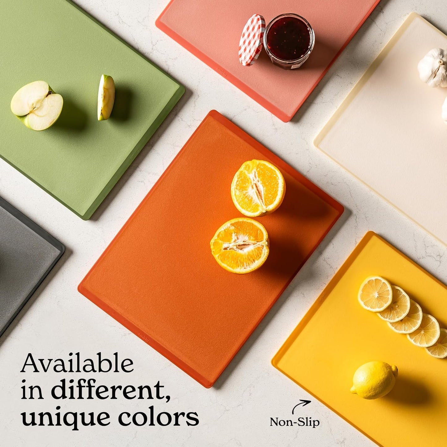 SMIRLY Cutting Boards for Kitchen, 100% BPA-Free Plastic Cutting Boards Set of 2 Small, Dishwasher Safe & Non-Slip, Kitchen Essentials, Orange