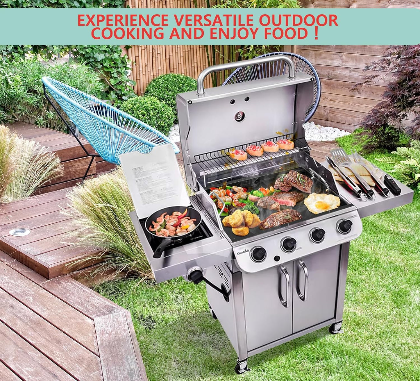 463365021 Full Size Griddle Insert for Charbroil Performance 4 Burner Grill 463365522 463354021 463352521 Parts Carbon Steel Flat Top Griddle Plate for Charbroil G426-0004-W1 G426-0005-W1 17''x 24.6''