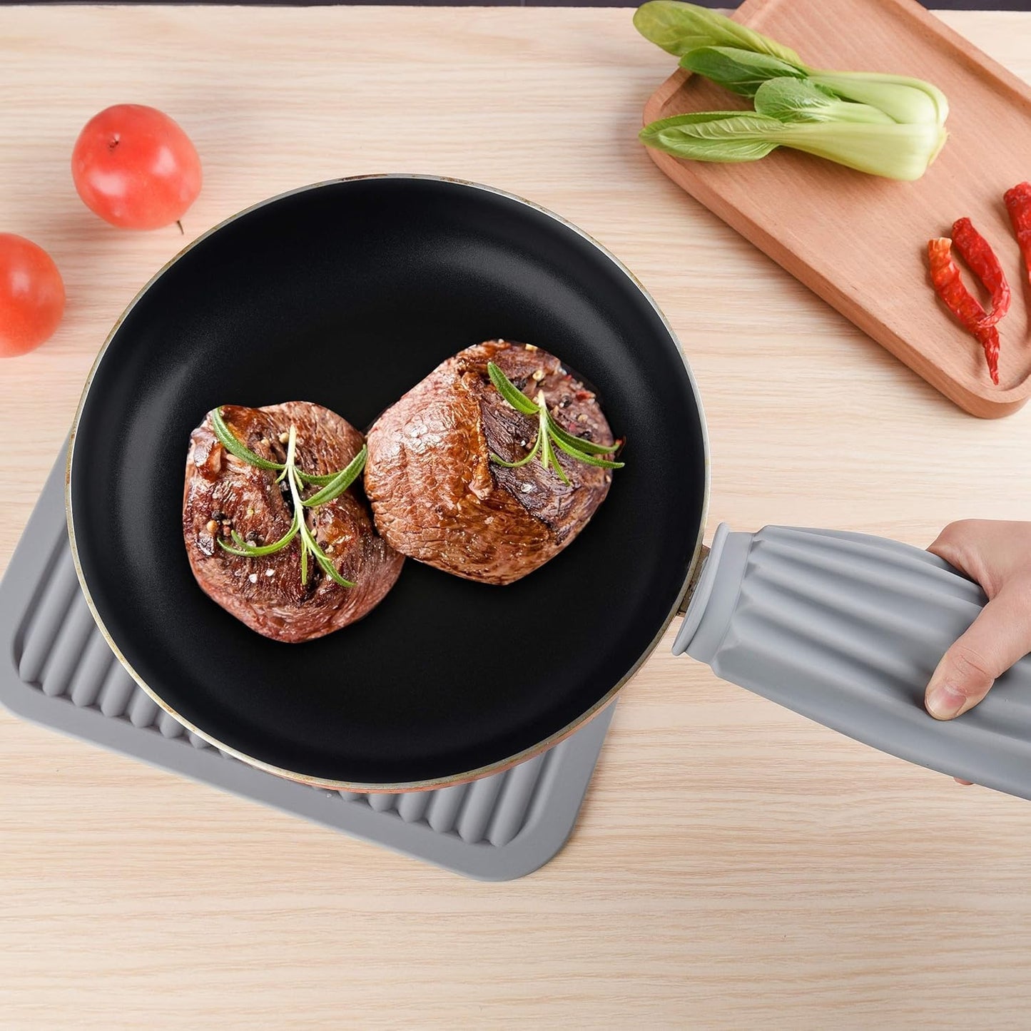 Silicone Trivet Mat-Trivets for Hot Pots&Pans-Hot Pads for Kitchen-Versatile Trivets for Hot Dishes-Heat Resistant Mats for Counter&Table, Silicone Pot Holders Drying Mat (9x12) Pack 2 Black