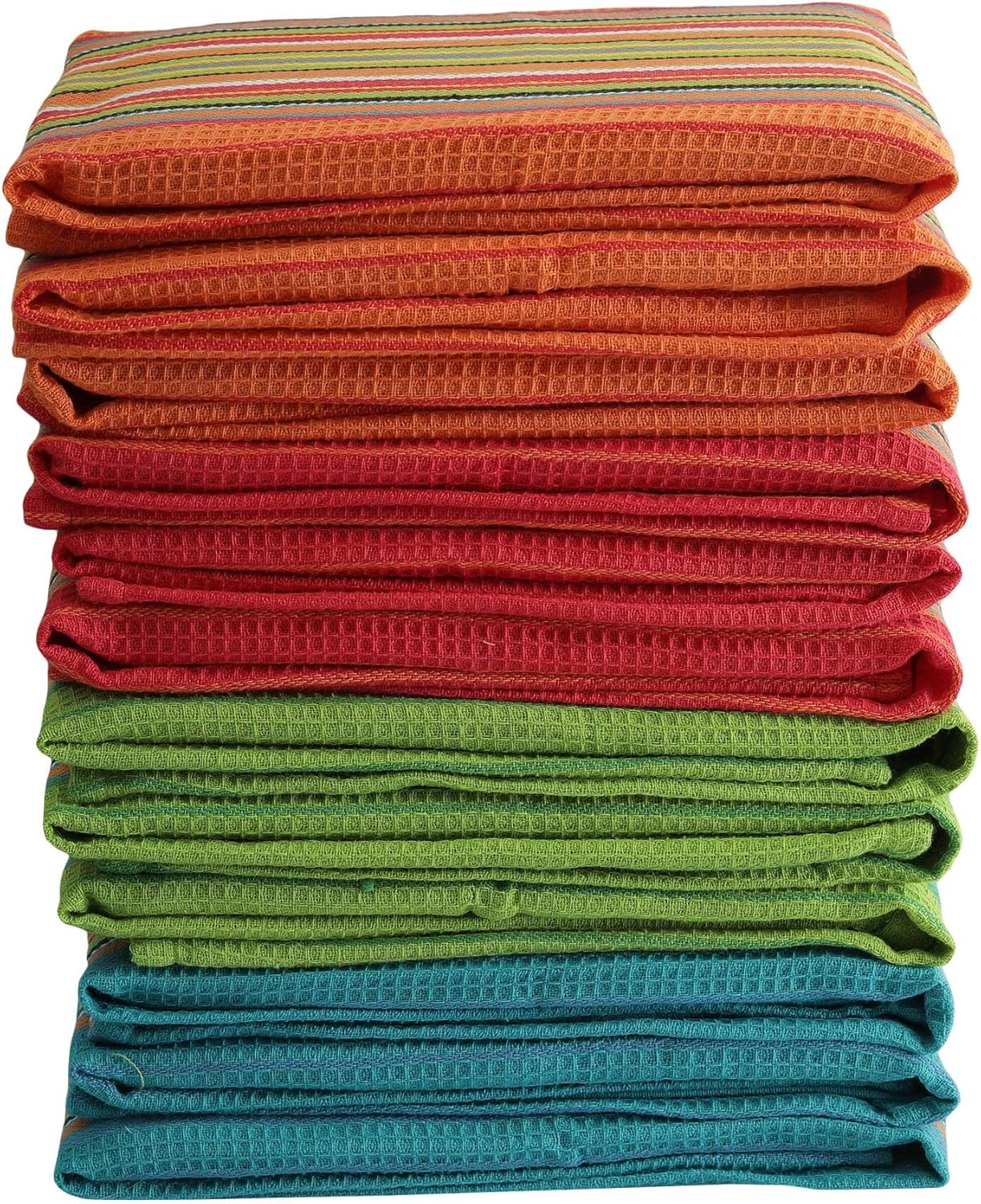 DG Collections 100% Cotton Salsa Kitchen Towels – 4 Pack, Super Absorbent Dish Towels, 16x28 Inch, Lint-Free, Durable Weave – Reusable Kitchen Cleaning Cloths for Home & Restaurants