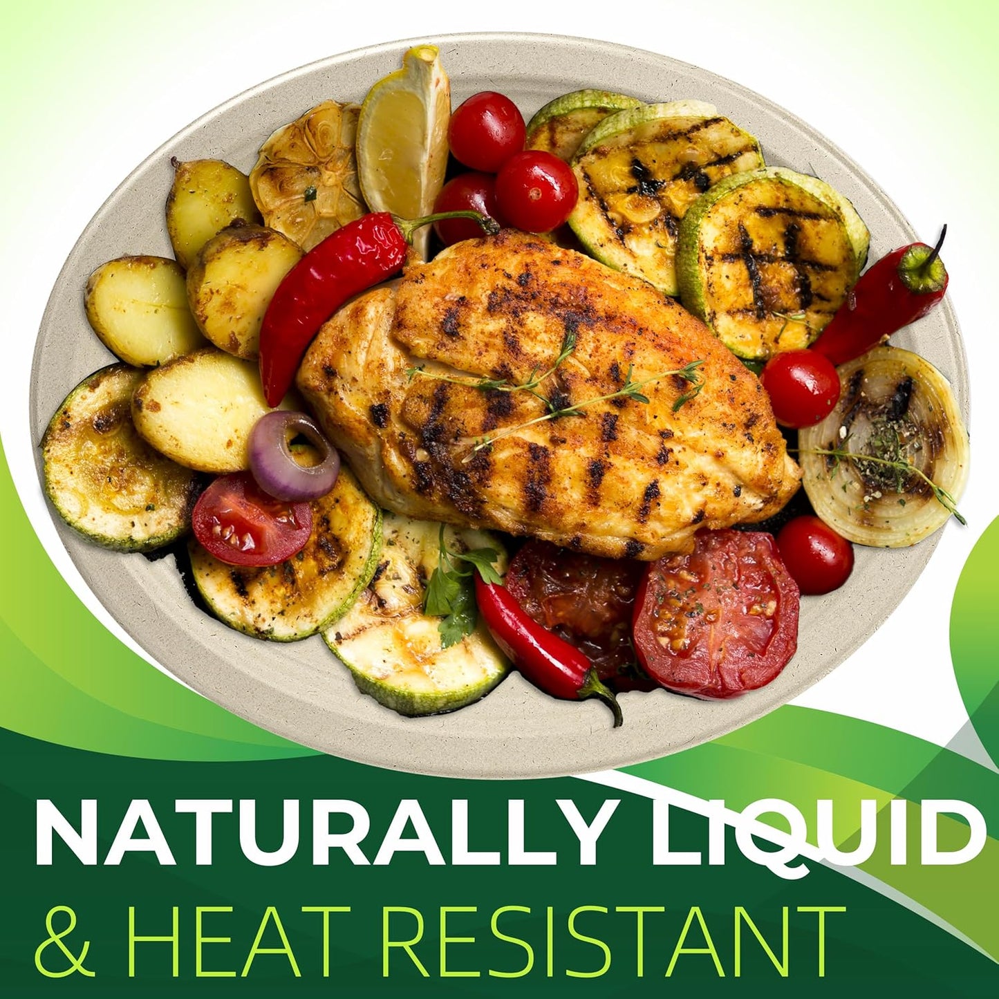 100PCS 100% Compostable Original Oval Paper Plates(12in), Heavy Duty Disposable Plates, Eco-Friendly Dinner Plates, Biodegradable Salad, Meal, Dessert Plates, Perfect for Parties, Picnic, BBQ