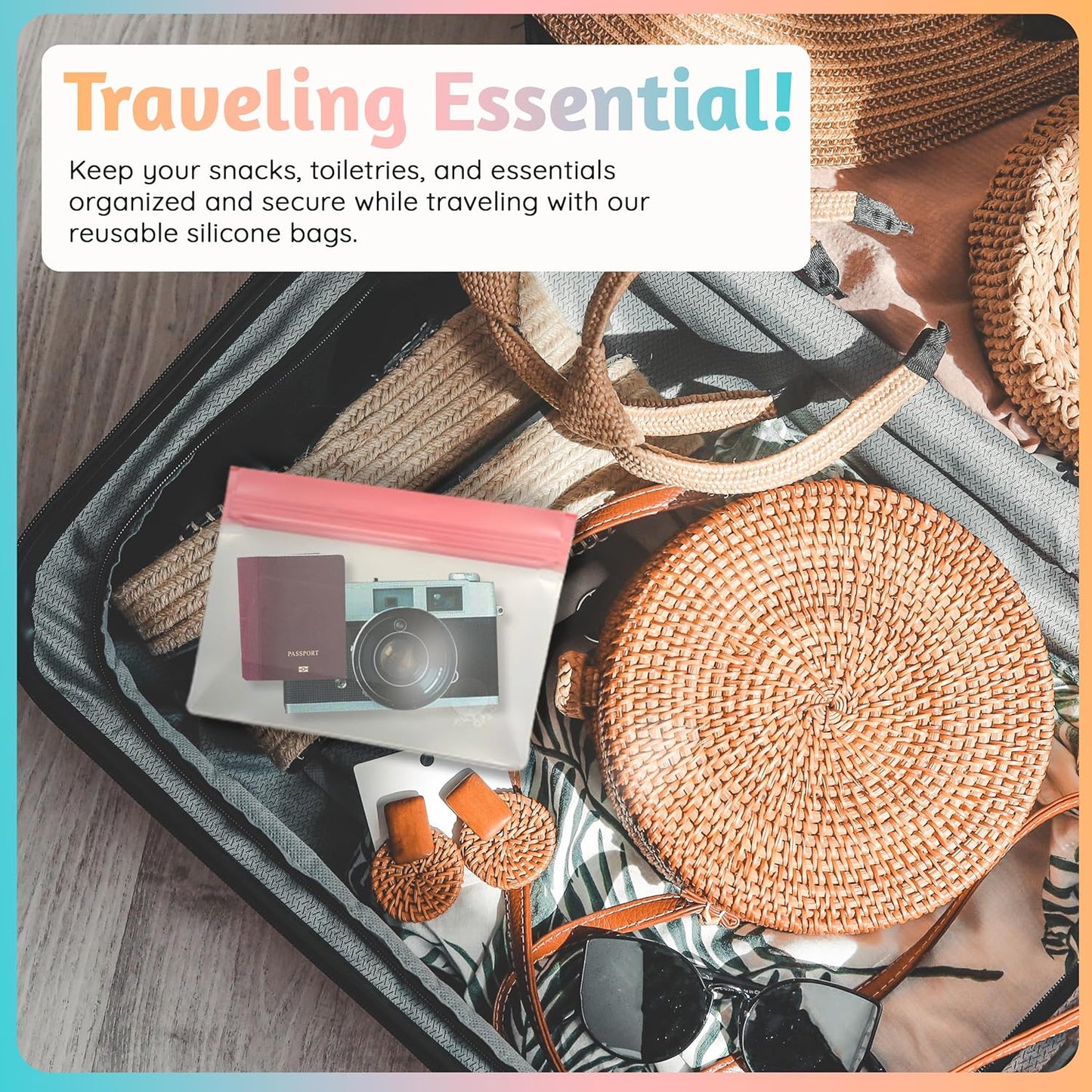 Reusable Silicone Food Storage Bags – 10-Pack Stand-Up, BPA-Free, Freezer, Dishwasher Safe, & Eco-Friendly– 5 L, 5 M Bags – Airtight Leakproof Sandwich, Snack, Travel & Make-Up baggies (Multicolor)