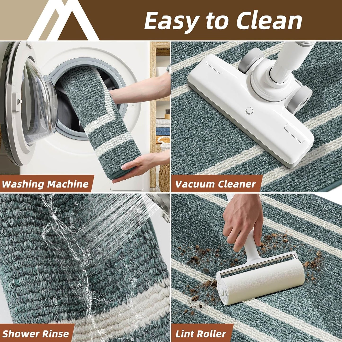 COSY HOMEER Kitchen Rugs and Mats 24"x59" Non Slip Kitchen Mats for Floor Washable Kitchen Runner Rug Stain Resistant Standing Mat for Kitchen,Sink,Polypropylene,Lake Blue