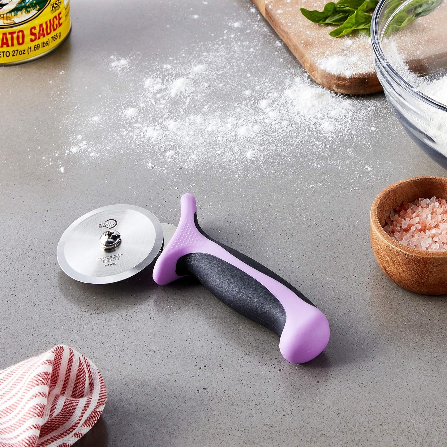 Mercer Culinary Millennia Pizza Cutter with Purple Handle, 2.75 Inch Wheel, Stainless Steel