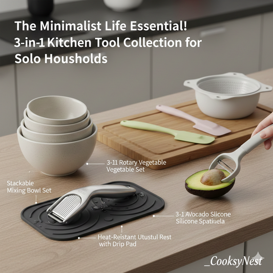 The Minimalist Life Essential! 3-in-1 Kitchen Tool Collection for Solo Households 🍳