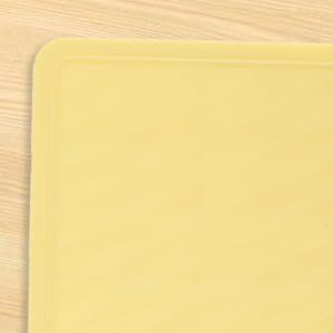 Set of 4 Oven Mitts and Pot Holder Heavy and Tall Kitchen Cotton Gloves Lined Towelcloth, Gloves Length 40cm, Pot Holder Width 20cm Diameter Round… (Yellow Silicone)