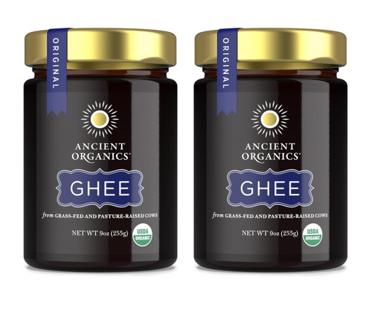 Ancient Organics Organic Grass-Fed Ghee – Clarified Butter, Gluten-Free, Lactose-Reduced (9 oz, 2 Pack)
