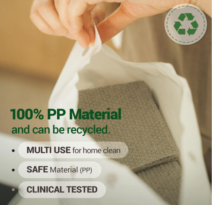 Gray One-Day Scrubber Dishcloths — Odor-Free, Lint-Free PP Cleaning Sheets, 2 Pack (200 Sheets)