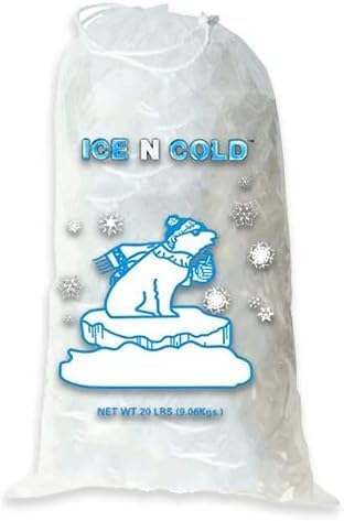 Ice Bags with Drawstring Closure | 20lb, 500ct/cs | 50 mic Thickness | Portable Storage and Freezer Keeper