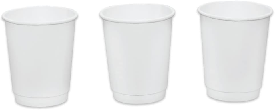 Insulated Paper Cups for Coffee & Tea Made in USA | Recyclable Double Wall Disposable To-Go Cups for Hot Beverages | Sturdy, Food Safe, and Eco-Friendly Hot Cups (8 oz, 500 Count)