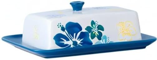 Butter Dish Ceramic Butter Keeper Butter Dish with Lid, Butter Container, Blue