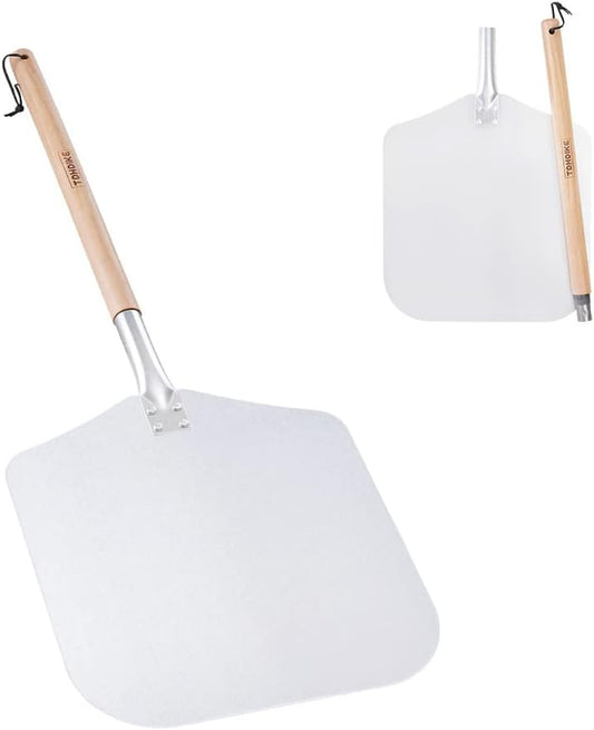 TDHDIKE Premium Aluminum Pizza Peel With Detachable Beech Handle, 12” x 32.5”, Convenient To Store, Good Helper For Baking, Homemade Pizza And Bread