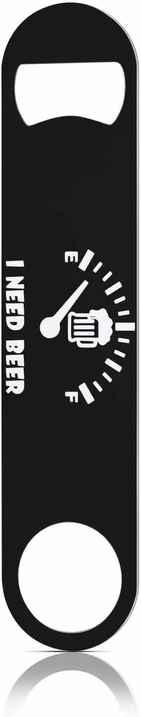 I Need Beer Stainless Steel Bottle Opener Beer Fuel Design Lnspirational Black Flat Beer Bottle Opener Keychain for Home Kitchen Bar Restaurant Party Birthday Gift