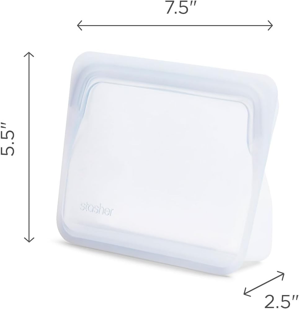 Stasher Premium Silicone Reusable Food Storage Stand-Up Mini Bag, Green, Microwave, Sous Vide, Dishwasher, Oven and Freezer Safe, BPA Free, Leak-free, Eco-friendly, 28 Oz