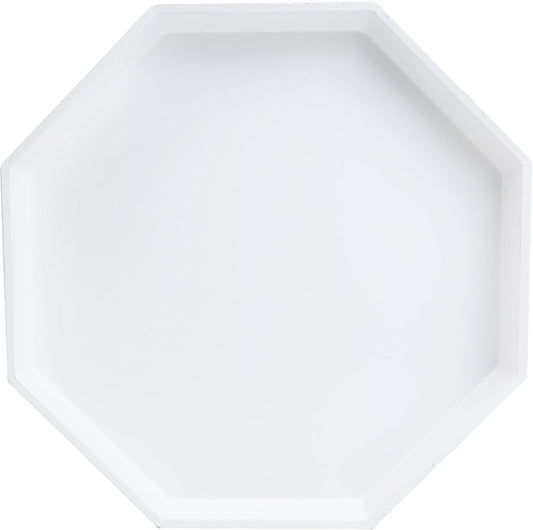 Spsyrine White Plastic Serving Tray for Ottoman, Coffee Table, Regular Octagon Decorative Tray for Entertaining, Outdoor, Living Room, Home Decor