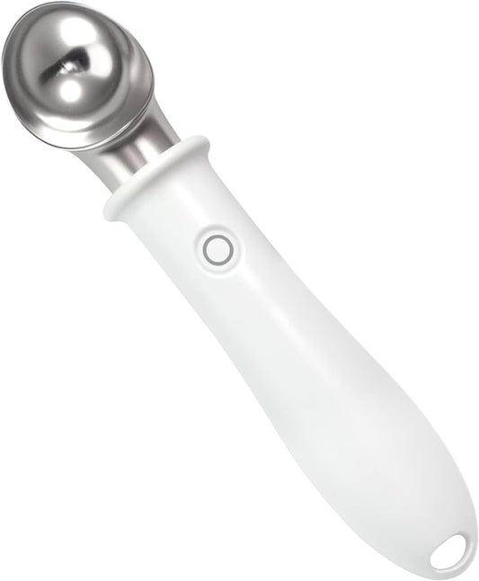 Heated Ice Cream Scoop with Safety Lock – Dual Temp Control 113℉/140℉,Rechargeable Electric Scooper for Gelato, Sorbet,Melon, Frozen Yogur,Fast Melting Kitchen Tool (White)