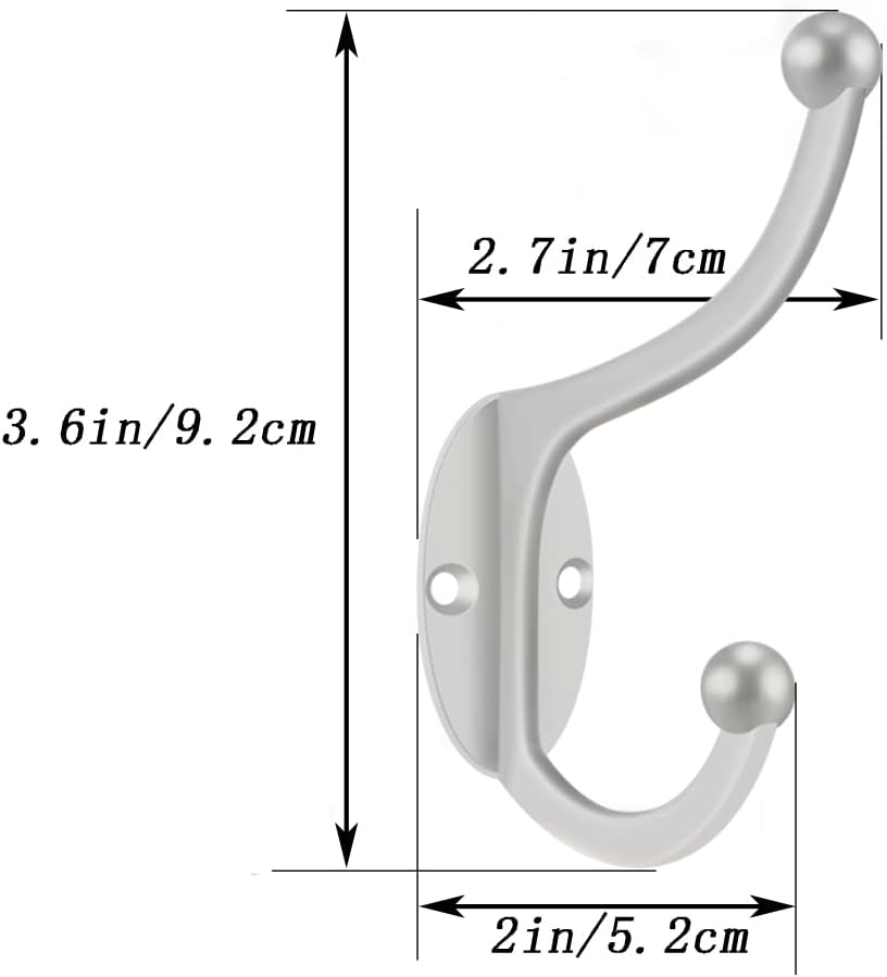 ZEYU Wall Hooks, 20Pcs Coat Hooks Hardware Towel Hooks for Hanging Coats Double No Rust Black Robe Hooks Wall Mounted with Screws for Key, Towel, Bags, Cup, Hat