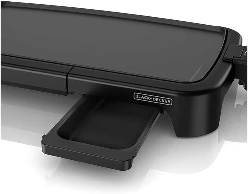 BLACK+DECKER 8-Serving Electric Griddle, GD2051B, Non-Stick Cooking Surface, Warming Tray, Removable Drip Tray, Family Sized