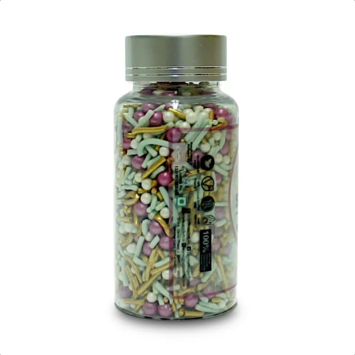 Confect Edible Sprinkles Mix – Gold, Mint, Pink & Pearl Sugar Confetti for Cake Decorating – Colorful Baking Topping for Cupcakes, Cookies, and Desserts | Vegan, Gluten-Free, Soy-Free, Dairy-Free, Palm Oil-Free – 4.2 Oz