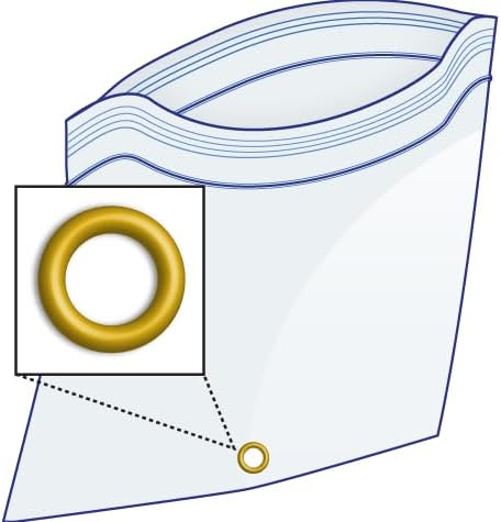 GPI - 5" x 7" Reclosable Zip Bags with Bottom Hang-hole & Pre-inserted 12" Twist-tie. 4 Mil Heavy-duty Resealable Zipper Baggy with Grommet/Metal Eyelet for Hanging (Insert Size 4.5x5.5) 1000 Pack