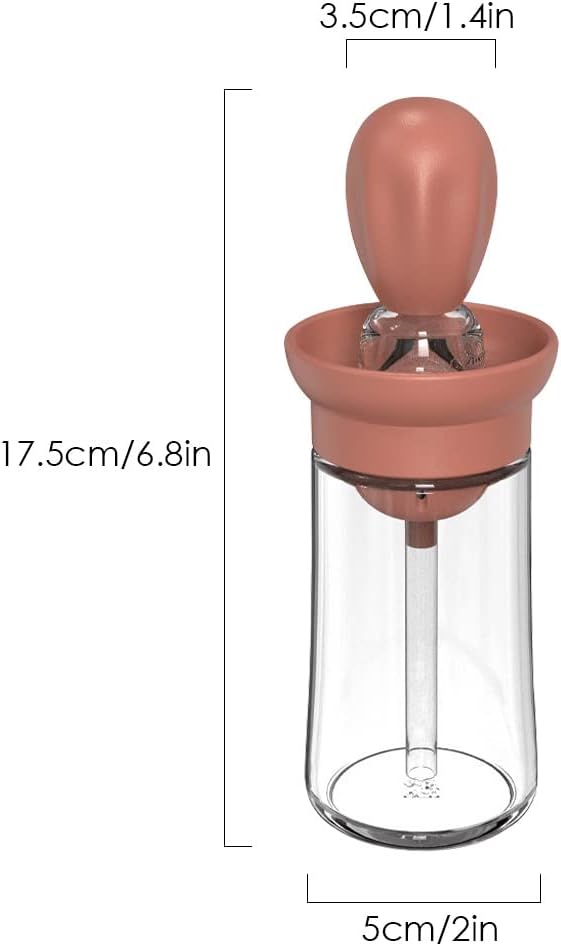 TINMIX Oil Dispenser with Brush - Glass Olive Oil Dispenser for Kitchen, 2 IN 1 Oil Dispenser Bottle with Silicone Basting Brush for Cooking Vinegar Sauce BBQ Grill Frying, T-OB21, Red