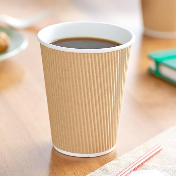 Ripple Paper Cups 12 oz 500 Pack for Coffee & Tea Made in USA | Bulk for Home, Office, Restaurants & Coffee Shops | Recyclable, Insulated, & Disposable To-Go Cups for Hot Beverages (12 oz - 500 count)