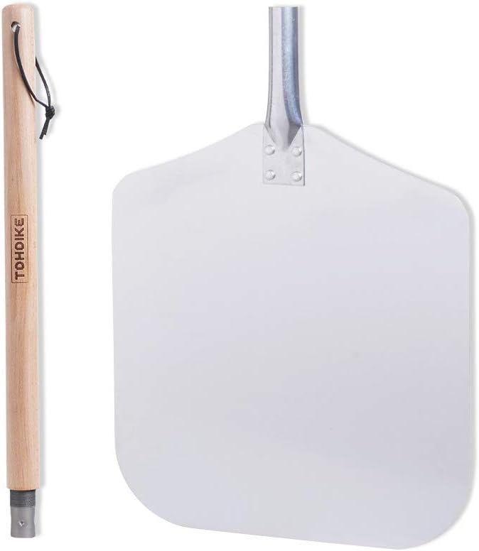 TDHDIKE Premium Aluminum Pizza Peel With Detachable Beech Handle, 12” x 32.5”, Convenient To Store, Good Helper For Baking, Homemade Pizza And Bread