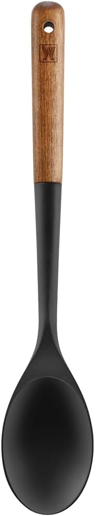 Silicone Cooking & Serving Spoon: Multi-Purpose Cooking Tool for Basting Serving Scooping Scraping Mixing Basting, Non-stick Cookware Safe, Wooden Handle Design