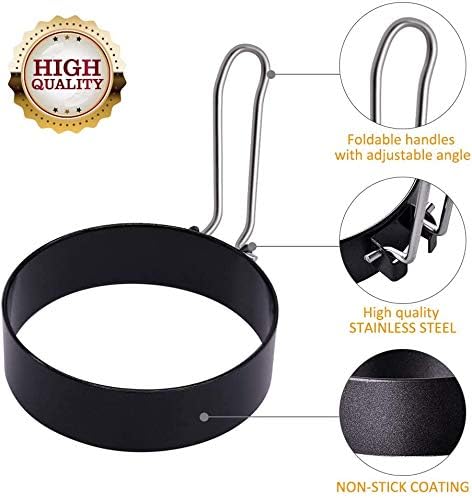 Yevior 4 Pack Eggs Rings,Round Egg Cooker Rings For Frying Shaping Cooking Eggs,Egg Maker Molds Kitchen Gadgets Egg Cooking Rings (4Pack)