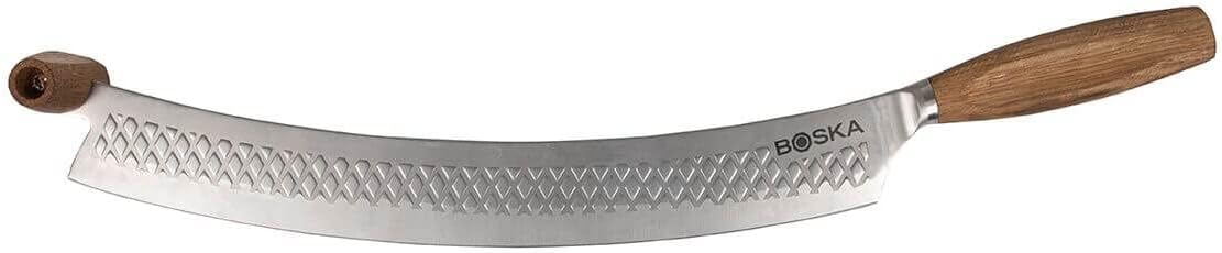 BOSKA Stainless Steel Cheese Knife - For All Types of Cheese Pizza - Multi-Functional Cheese Slicer - Handheld Slicer - Silver Non-Stick Oak Wood - Dishwasher Safe - For Kitchen Cooking