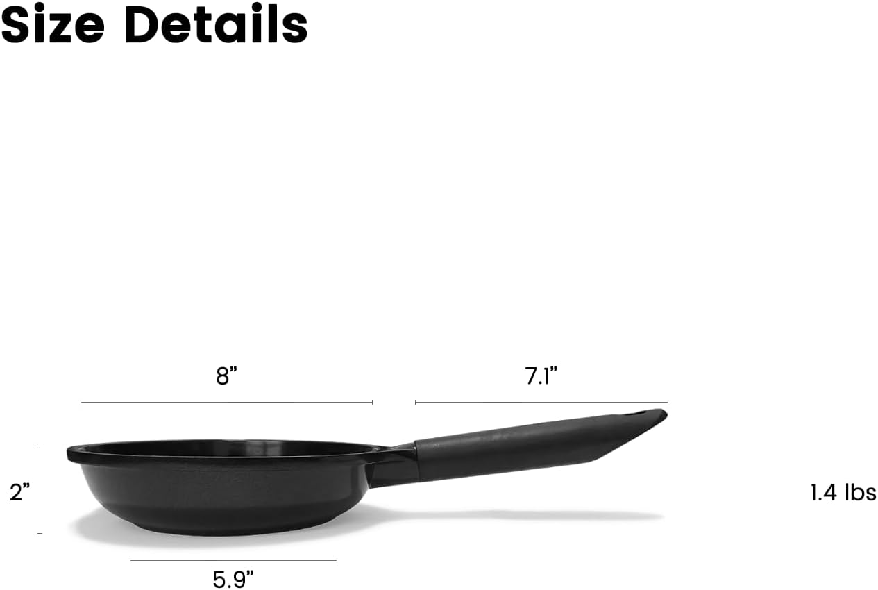 Ceramic Nonstick Frying Pan, Non Toxic 8 inch Frying Pan Skillet PFAS & PTFE & PFOA Free, Dishwasher Safe, Compatible with All Stovetops