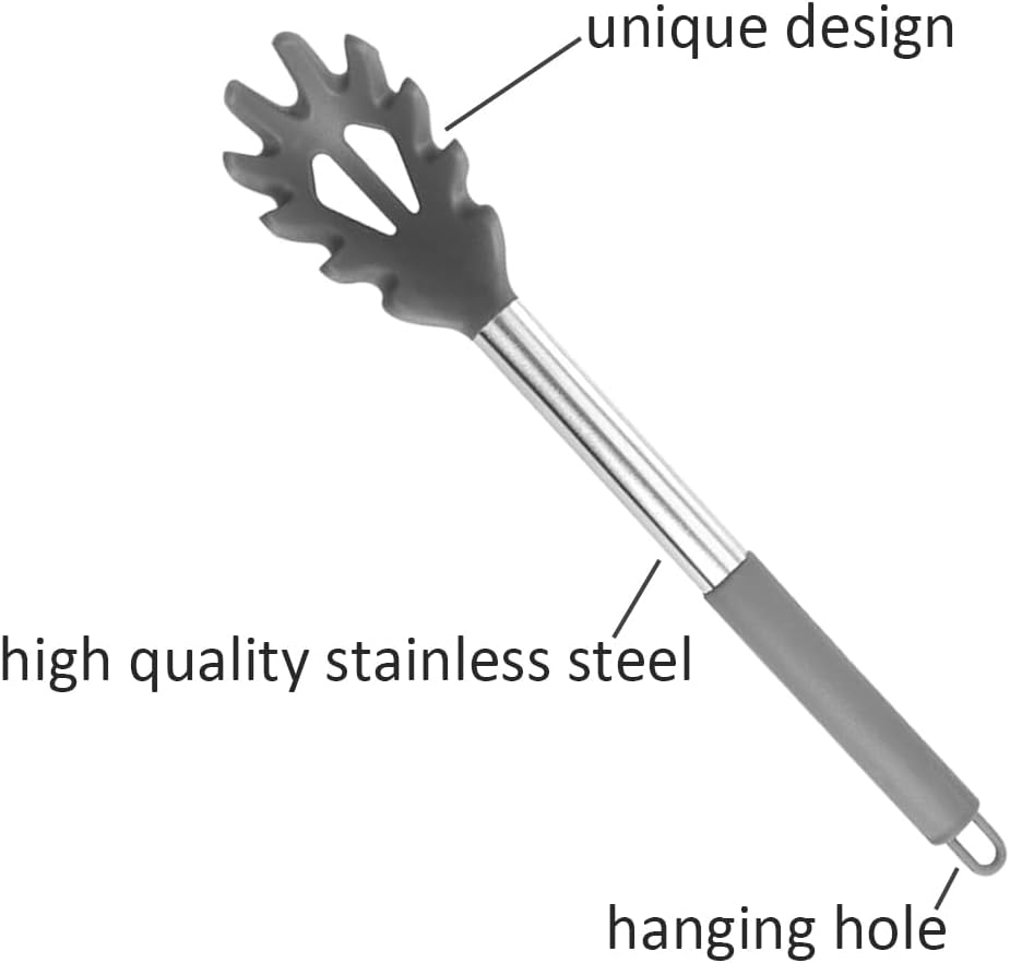 Silicone Pasta Fork, Spaghetti Server, Professional Pasta Server Spoon Heat Resistant Noodle Spoon, Spaghetti Strainer Best Cooking Tools