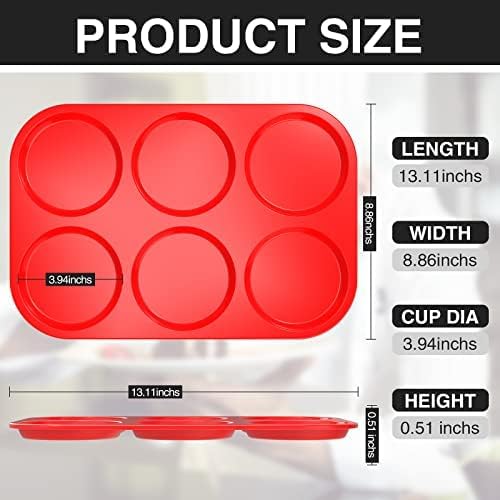 2 Pack Silicone Muffin Top Pans for Baking 4inch Jumbo Size, Prefect Non-stick for Baking Egg Muffin, Cookie, Hamburger Bun,Muffin Top and More, Food Grade and BPA Free