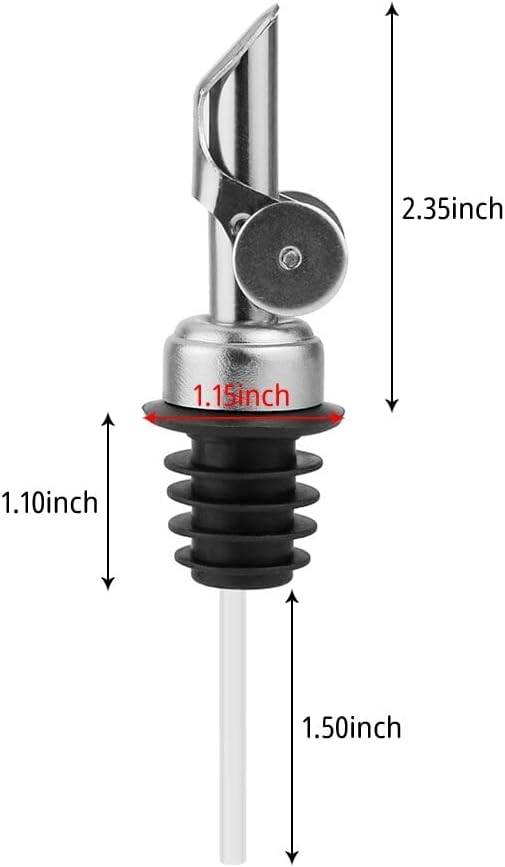 MEETSWEET Automatic Stainless Steel Pour Spout, Leak-Proof, For Olive Oil, Vinegar, Wine & More (Black)