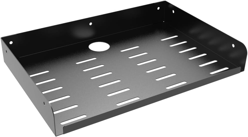 JINGCHENGMEI Metal Floating Wall Mounted Shelf Bracket for AV, TV Accessories, WiFi Router, TV Box, Cable Boxes, DVD Player, Games Consoles or Other Small Projectors (12 inches Width)