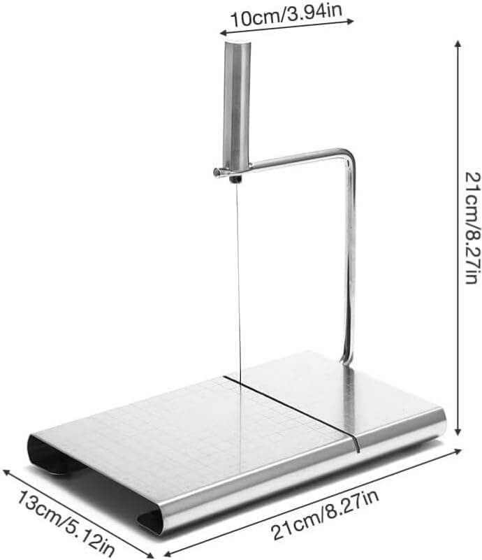 Cheese Slicer with Board for Block Cheese - Heavy Duty Adjustable Cheese Cutter Board with 11 Replacement Wires, Ergonomic Design Adjustable Stainless Steel Cheese Cutter with Precision Scale