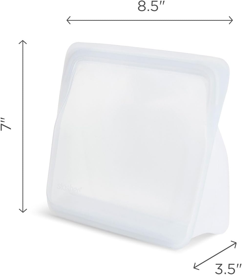 Stasher Premium Silicone Reusable Food Storage Stand-Up Mid Bag, Aqua, Microwave, Sous Vide, Dishwasher, Oven and Freezer Safe, BPA Free, Leak-free, Eco-friendly, 56 Oz