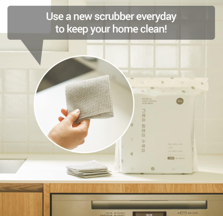 Gray One-Day Scrubber Dishcloths — Odor-Free, Lint-Free PP Cleaning Sheets, 2 Pack (200 Sheets)