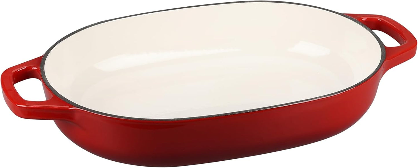 Enameled Cast Iron Dutch Oven Pot with Lid, Oval Dutch Oven for Bread Baking, Bread Oven for Homemade Sourdough Bread Baking, 7qt, Red