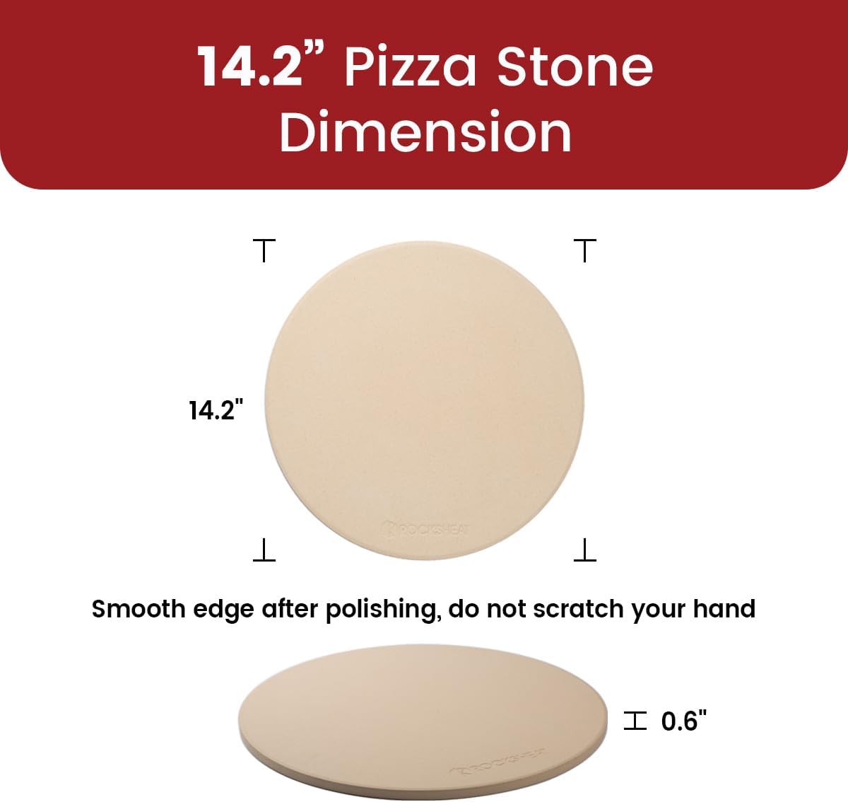 K ROCKSHEAT Pizza Stone for Oven and Grill 14.2 Inch Round, Cordierite Bread baking stone, 14.2" Cooking Stone for Grill