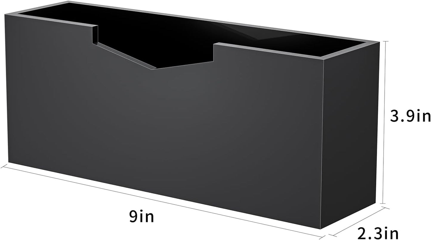 HELPLEX Black Acrylic Guest Towel & Napkin Holder - Waterproof Splash-Proof Vertical Design for Bathroom, Kitchen, Dining Table - Home Hotel Office Organizer (2-Pack)