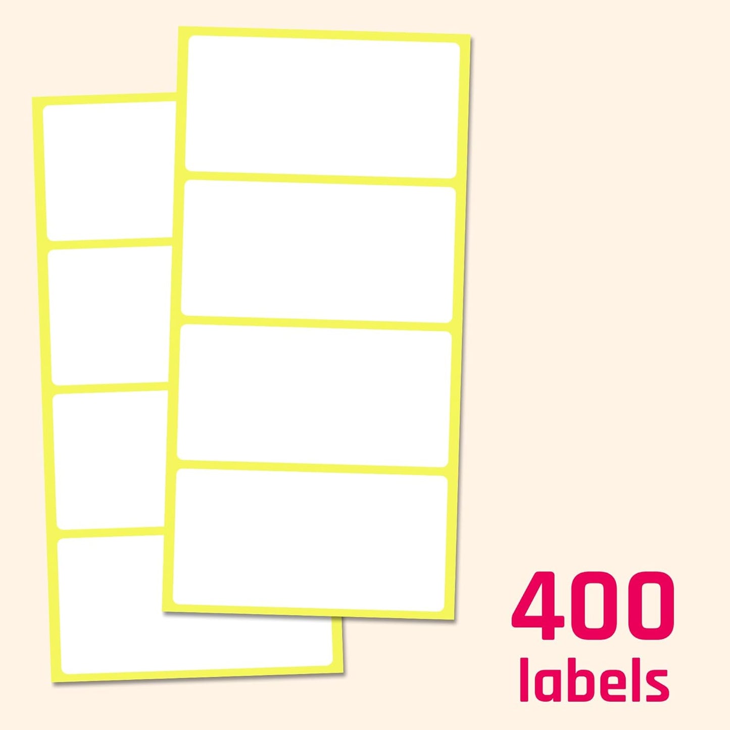 400 Pieces, 4" x 2" - Labels Stickers for Storage Bins, Organizing, Box Labels to Write On - White