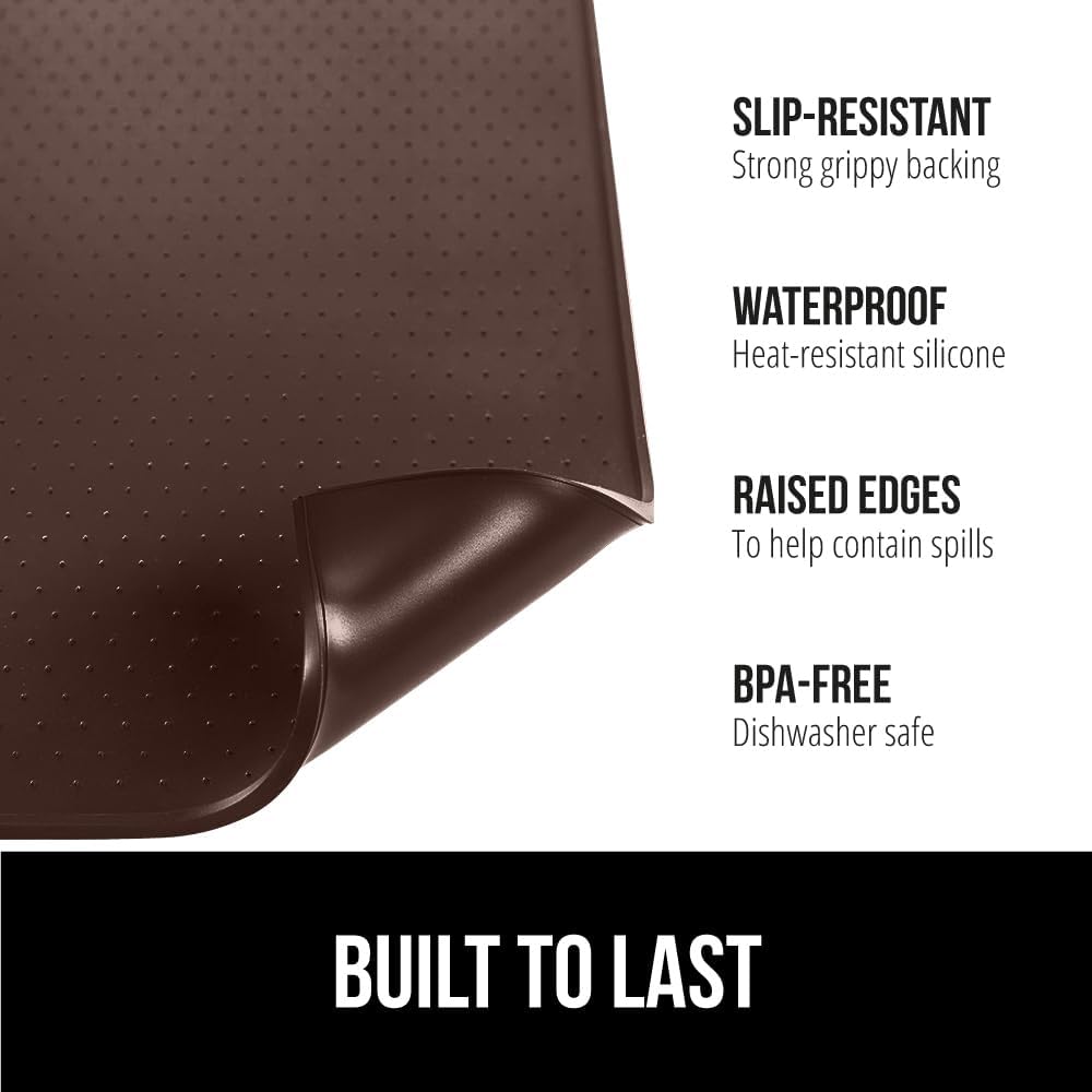 GORILLA GRIP Silicone Coffee Mat, Espresso Drink Bar Station Accessories, Waterproof Heat-Resistant Dish Drying Mats, Stay in Place on Kitchen Counter, Home Kitchen Decor Essentials, 11.5x18.5, Brown