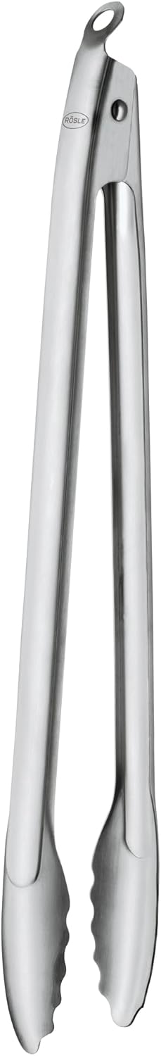Rösle Stainless Steel Lock and Release Click Tongs, 17-inch
